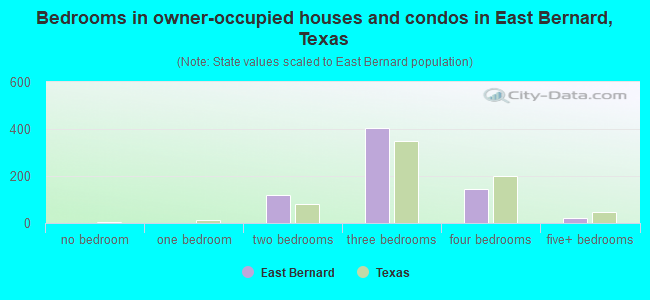 Bedrooms in owner-occupied houses and condos in East Bernard, Texas