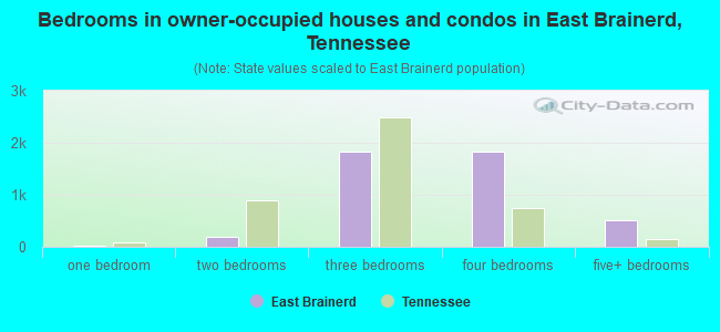 Bedrooms in owner-occupied houses and condos in East Brainerd, Tennessee