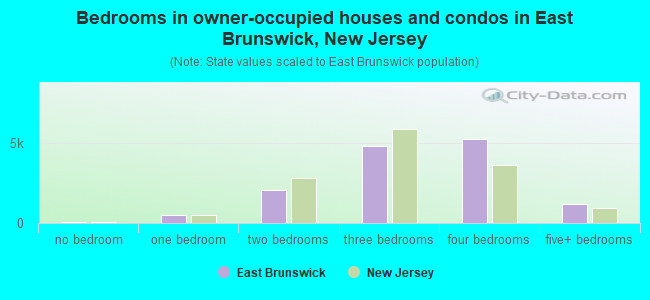 Bedrooms in owner-occupied houses and condos in East Brunswick, New Jersey