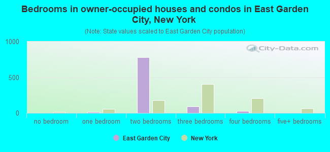 Bedrooms in owner-occupied houses and condos in East Garden City, New York