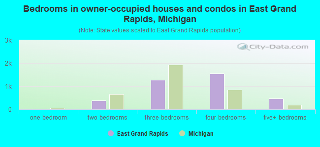 Bedrooms in owner-occupied houses and condos in East Grand Rapids, Michigan