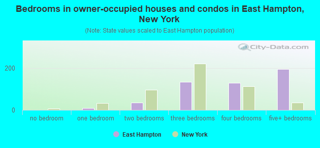 Bedrooms in owner-occupied houses and condos in East Hampton, New York