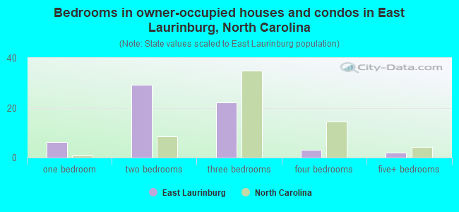 Bedrooms in owner-occupied houses and condos in East Laurinburg, North Carolina