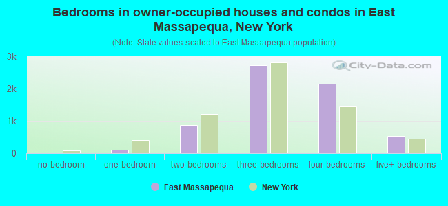 Bedrooms in owner-occupied houses and condos in East Massapequa, New York