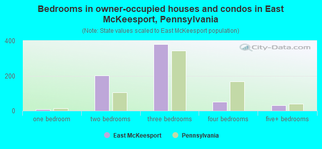 Bedrooms in owner-occupied houses and condos in East McKeesport, Pennsylvania