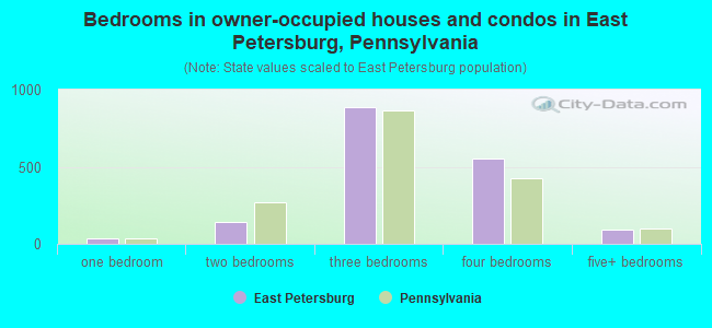 Bedrooms in owner-occupied houses and condos in East Petersburg, Pennsylvania