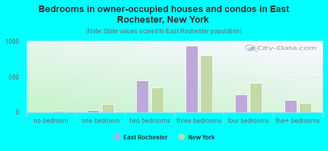 Bedrooms in owner-occupied houses and condos in East Rochester, New York