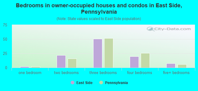 Bedrooms in owner-occupied houses and condos in East Side, Pennsylvania