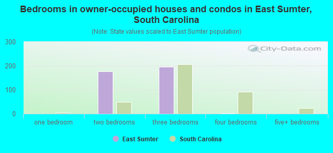 Bedrooms in owner-occupied houses and condos in East Sumter, South Carolina