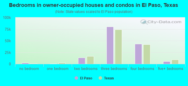 Bedrooms in owner-occupied houses and condos in El Paso, Texas
