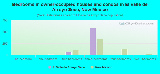 Bedrooms in owner-occupied houses and condos in El Valle de Arroyo Seco, New Mexico