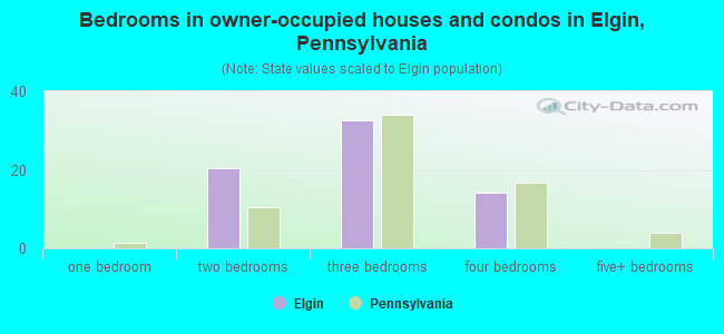 Bedrooms in owner-occupied houses and condos in Elgin, Pennsylvania