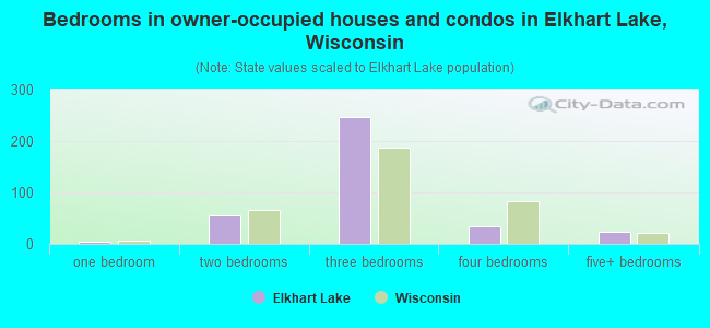 Bedrooms in owner-occupied houses and condos in Elkhart Lake, Wisconsin
