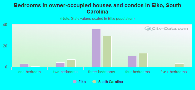 Bedrooms in owner-occupied houses and condos in Elko, South Carolina