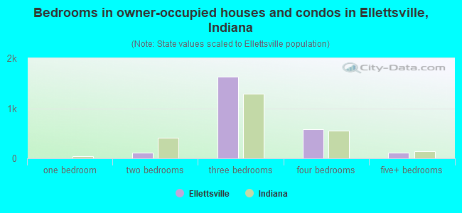 Bedrooms in owner-occupied houses and condos in Ellettsville, Indiana