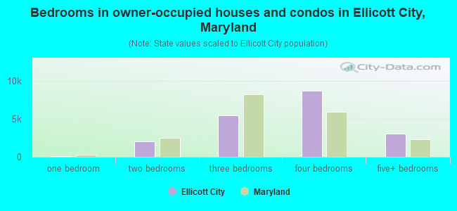 Bedrooms in owner-occupied houses and condos in Ellicott City, Maryland