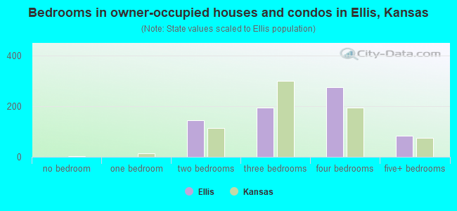 Bedrooms in owner-occupied houses and condos in Ellis, Kansas