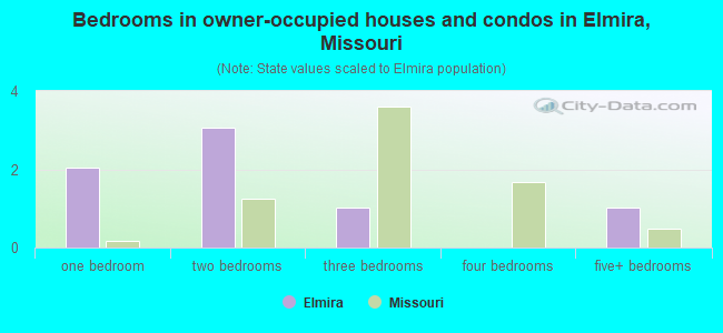 Bedrooms in owner-occupied houses and condos in Elmira, Missouri