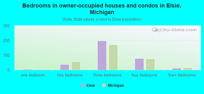 Bedrooms in owner-occupied houses and condos in Elsie, Michigan