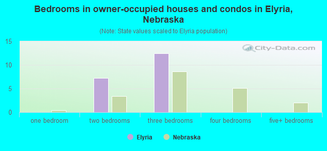 Bedrooms in owner-occupied houses and condos in Elyria, Nebraska