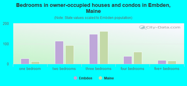 Bedrooms in owner-occupied houses and condos in Embden, Maine