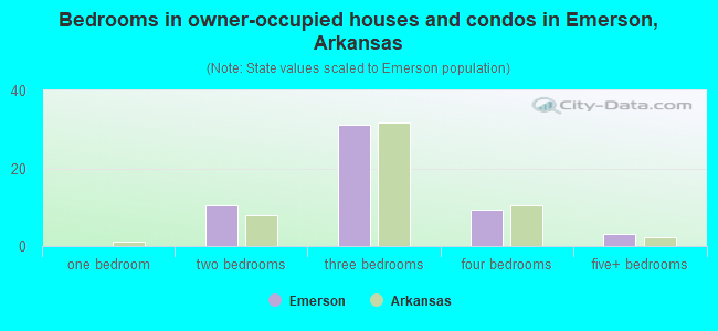 Bedrooms in owner-occupied houses and condos in Emerson, Arkansas