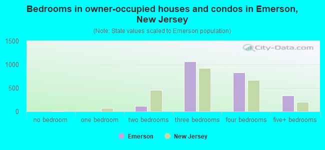 Bedrooms in owner-occupied houses and condos in Emerson, New Jersey