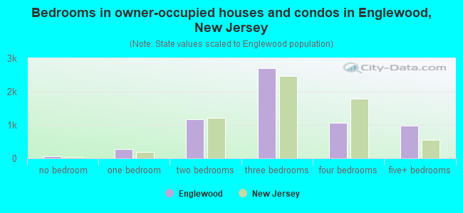 Bedrooms in owner-occupied houses and condos in Englewood, New Jersey