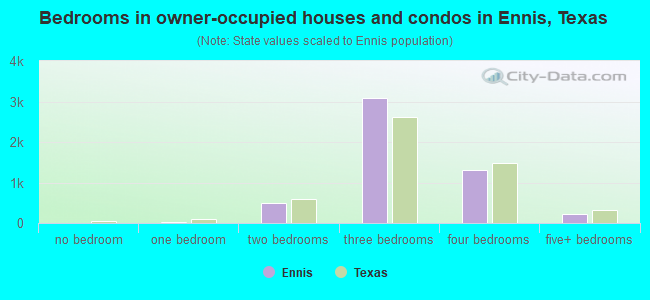 Bedrooms in owner-occupied houses and condos in Ennis, Texas
