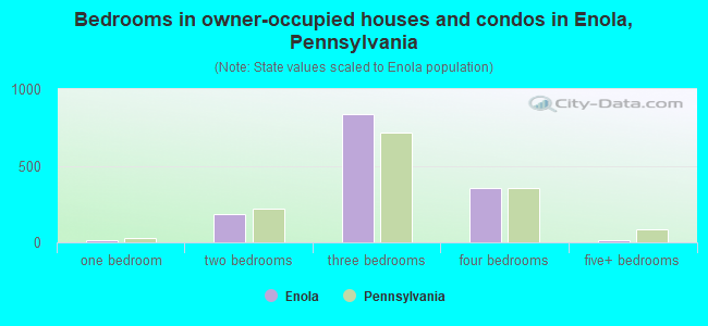 Bedrooms in owner-occupied houses and condos in Enola, Pennsylvania