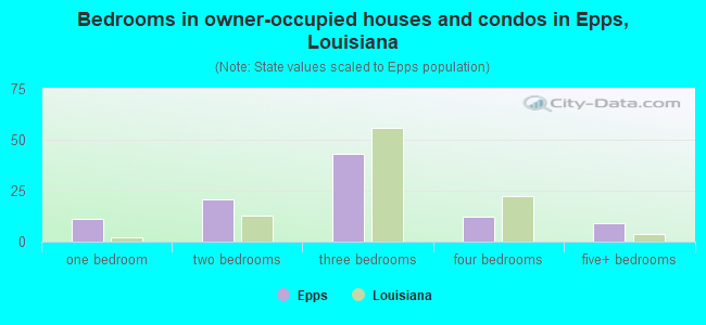 Bedrooms in owner-occupied houses and condos in Epps, Louisiana