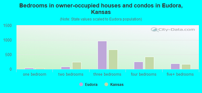 Bedrooms in owner-occupied houses and condos in Eudora, Kansas