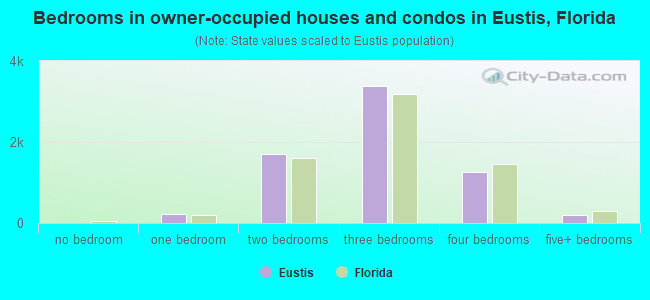 Bedrooms in owner-occupied houses and condos in Eustis, Florida