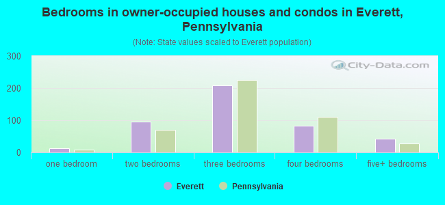 Bedrooms in owner-occupied houses and condos in Everett, Pennsylvania