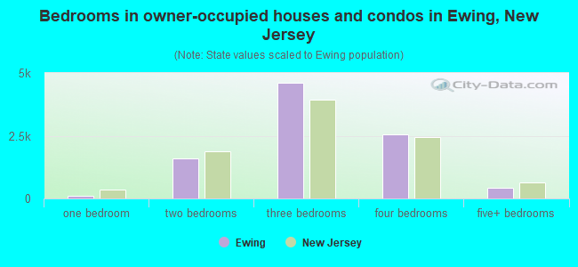 Bedrooms in owner-occupied houses and condos in Ewing, New Jersey