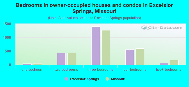 Bedrooms in owner-occupied houses and condos in Excelsior Springs, Missouri