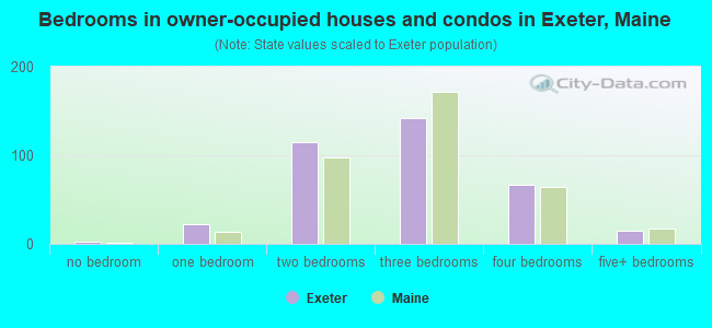 Bedrooms in owner-occupied houses and condos in Exeter, Maine
