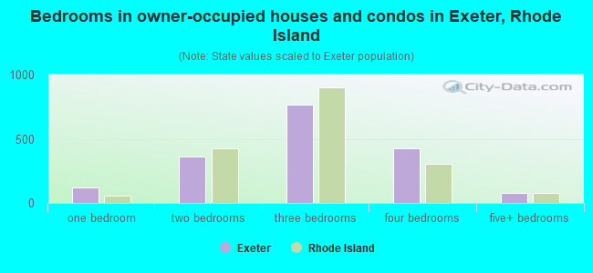 Bedrooms in owner-occupied houses and condos in Exeter, Rhode Island