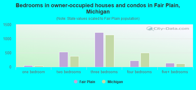 Bedrooms in owner-occupied houses and condos in Fair Plain, Michigan