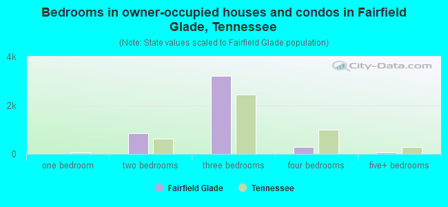 Bedrooms in owner-occupied houses and condos in Fairfield Glade, Tennessee