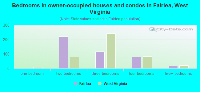 Bedrooms in owner-occupied houses and condos in Fairlea, West Virginia