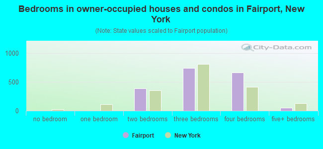 Bedrooms in owner-occupied houses and condos in Fairport, New York