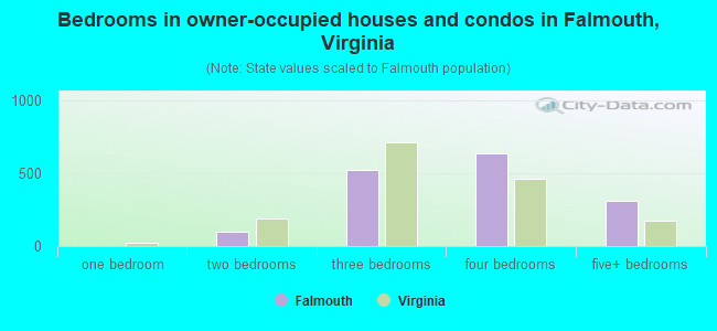 Bedrooms in owner-occupied houses and condos in Falmouth, Virginia