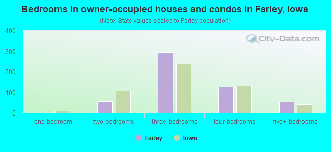 Bedrooms in owner-occupied houses and condos in Farley, Iowa