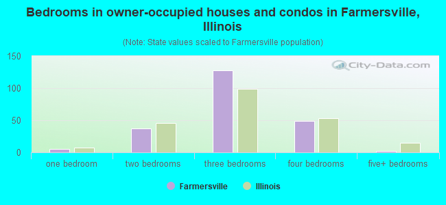 Bedrooms in owner-occupied houses and condos in Farmersville, Illinois