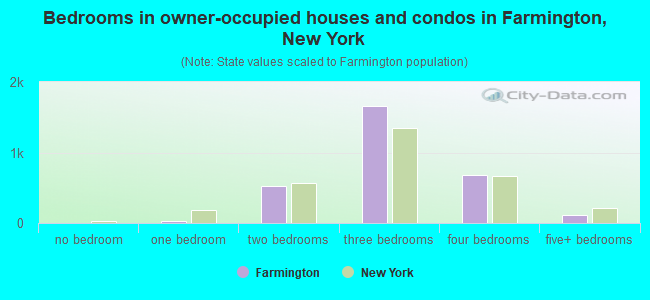 Bedrooms in owner-occupied houses and condos in Farmington, New York