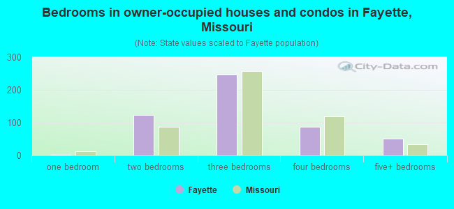 Bedrooms in owner-occupied houses and condos in Fayette, Missouri