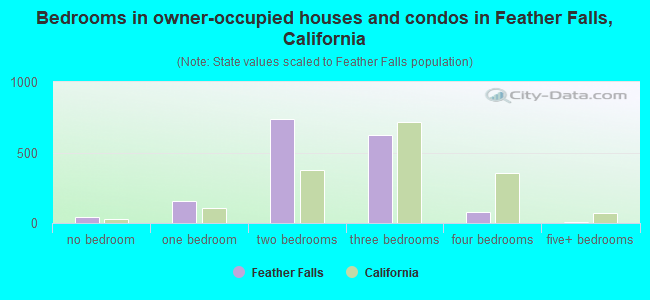 Bedrooms in owner-occupied houses and condos in Feather Falls, California