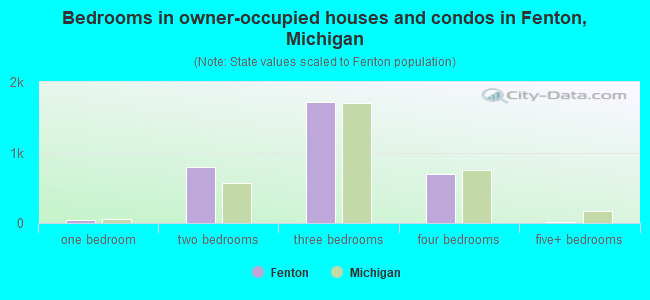 Bedrooms in owner-occupied houses and condos in Fenton, Michigan