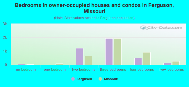 Bedrooms in owner-occupied houses and condos in Ferguson, Missouri